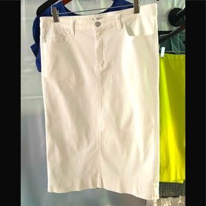 Jade McKenzie White Denim Midi Skirt